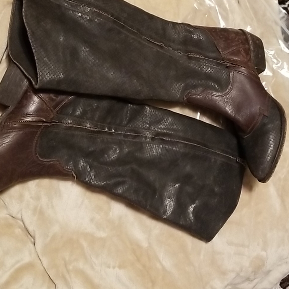 Free People x Matisse Gentry Distressed Leather Western Boots Snakeskin Embossed - Picture 5 of 13